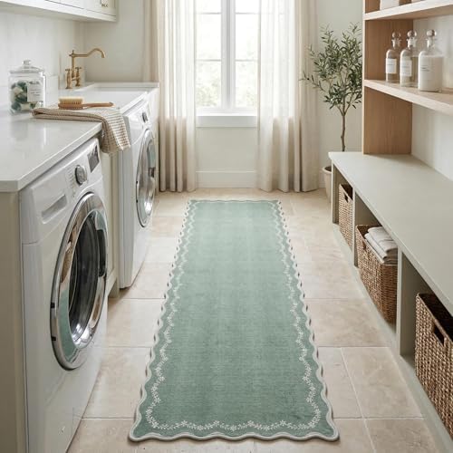 GarveeHome 2.5x8 Scalloped Washable Runner Rug Non Slip Hallway Kitchen Rug - Image 4