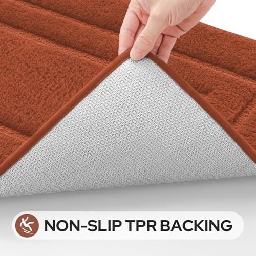 HOMEIDEAS Bathroom Rugs Sets 2 Piece, Extra Long Bath Mat Burnt Orange - Image 6