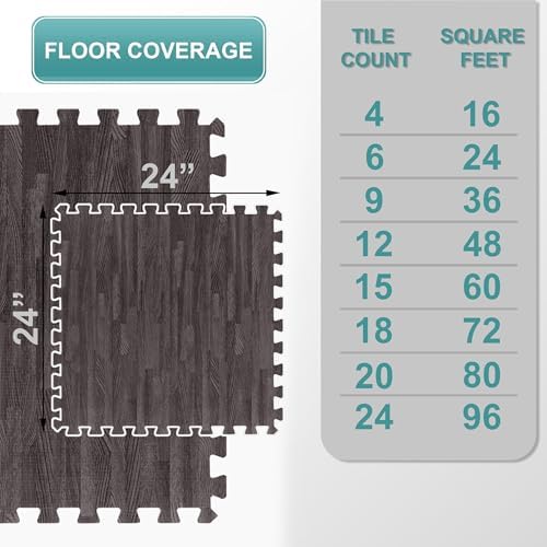 Sorbus Wood Grain Floor Tiles Foam Mat EVA Interlocking Mats Tile 3/8-Inch - Image 2