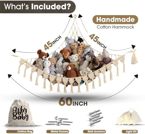 Abby Baby Extra Large Stuffed Animal Storage Hammock Corner - Image 6