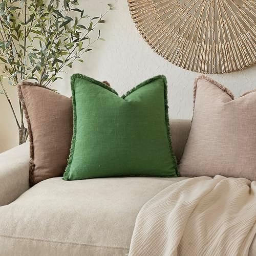 Foindtower Decorative Linen Fringe Throw Pillow Covers Cozy Boho Farmhouse - Image 5