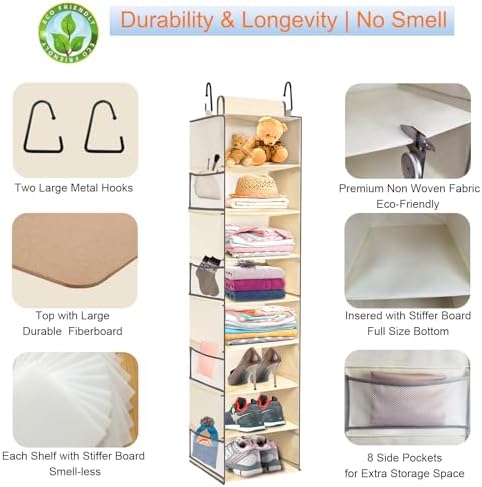 Large-Sized Hanging Shoe Organizer 8-Shelf, Hanging Closet Organizer - Image 5