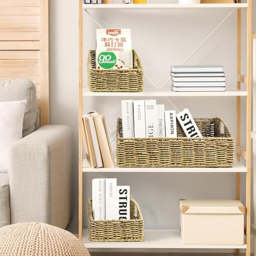 Pantry Baskets Organization, Wicker Storage Basket Green - Image 5