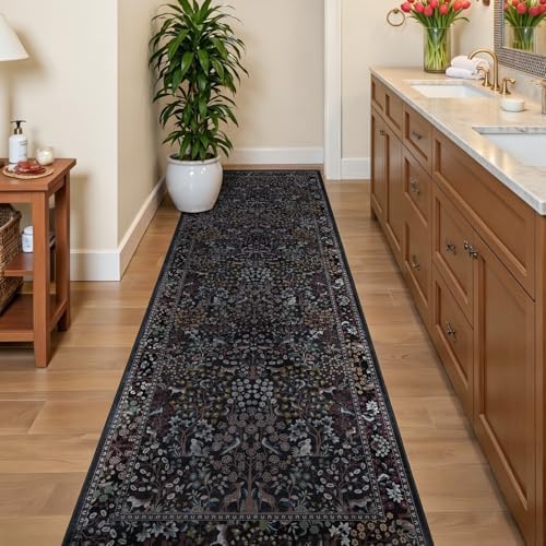 Tree of Life 2.6x8 Runner Rug for Hallways Non Slip, Low Pile Thin Washable - Image 4