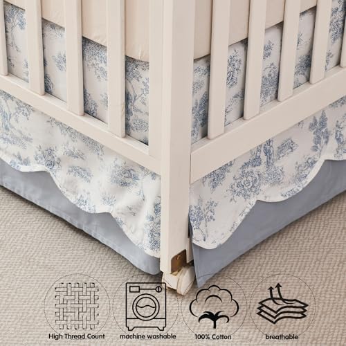 Brandream Scallop Edge Organic Cotton Crib Skirt, Baby Girl, Gender Neutral - Image 7