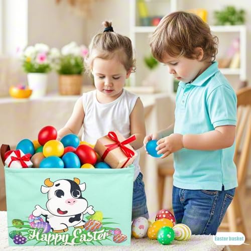 Cow Easter Basket for Kid Large Empty Baby Rectangular Cute Easter Gift Storage - Image 5