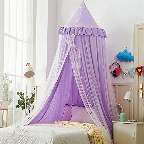 VETHIN Bed Canopy Double Layer Princess Round Dome Dreamy Mosquito Net Bedding by VETHIN