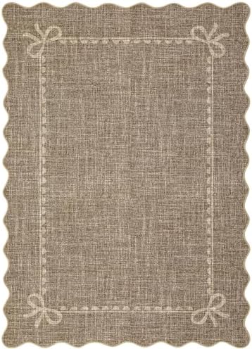 GarveeHome Scalloped Bow Rug 4x6 Washable Brown Rug - Image 4