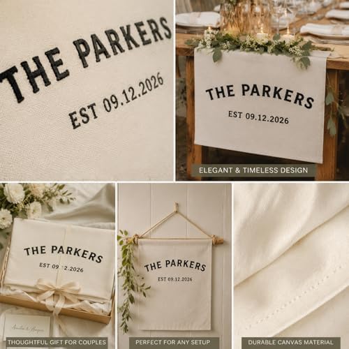 Custom Last Name Wedding Banner, Embroidered Wedding Welcome Sign - Image 5