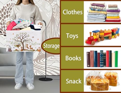 Large Woodland Baby Toy Basket Collapsible Kids Storage Bin Cute Shower Gift - Image 4