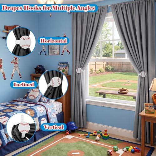 Briwooody 2 Pcs Baseball Curtain Tiebacks Acrylic Sport Curtain Tiebacks - Image 5