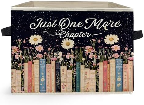 Mystical Celestial Floral Bookish Storage Box Bins, Just One More Chapter by Unknown