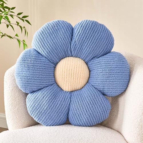 Kcvvcr Flower Throw Pillow, Soft Blue 19.6" Shaped Floor Pillow by Kcvvcr