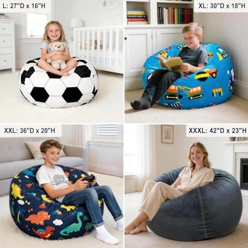 Lukeight Stuffed Animal Storage Bean Bag Chair Cover - Image 5