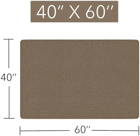 Yeaban Chenille Taupe Bathroom Rug 40"x60", Non-Slip Rubber Backing - Image 2