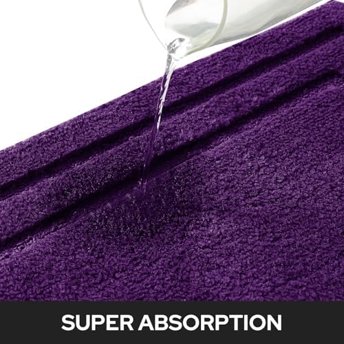 HOMEIDEAS Bathroom Rugs Sets 2 Piece, Super Soft Non Slip Bath Mat Purple - Image 4