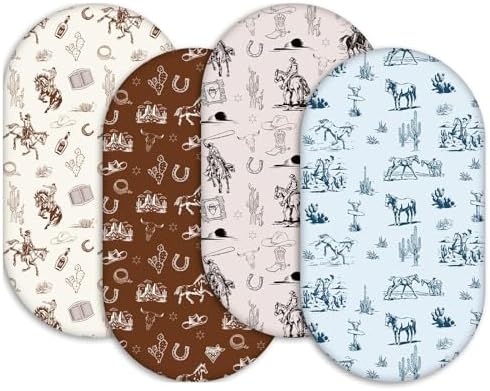 4 Pack Vintage Western Cowboy Bassinet Sheets by SelNatural