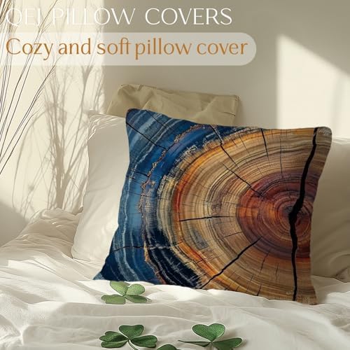 Tree Ring Pillow Cover 18x18, Rustic Farmhouse Decor, Abstract Modern Colorful - Image 3