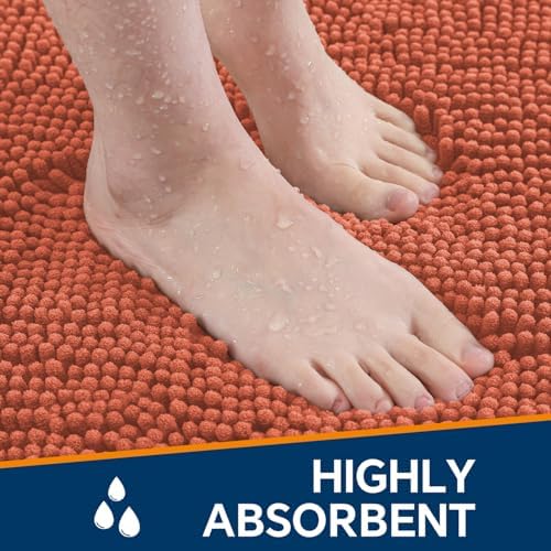 Chenille Bathroom Rug 40"x60" Coral, Large Plush Bath Mat - Image 4