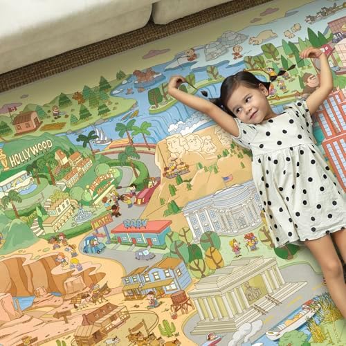 Washable Kids Rug 5x7 North America Map - Image 5
