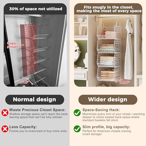4" Extra Deeper Foldable Hanging Closet Organizer, Small Wire Cabinet Shelves - Image 3