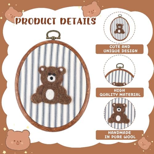 Chunful Felted Blue Striped Bear Nursery Wall Decor Cute Wall Art - Image 2