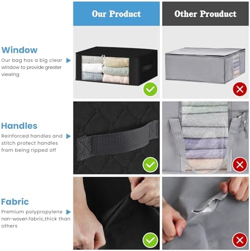HomeHacks 4-Pack Clothes Organizer Storage Bags, 35L Storage Bins - Image 4