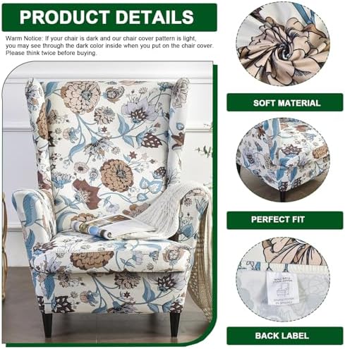CRFATOP Wingback Chair Covers Wing Armchair Slipcovers - Image 4