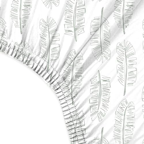 Butterblu Frankie Fitted Crib Sheet 100% Organic Cotton, Fern+Feather - Image 4