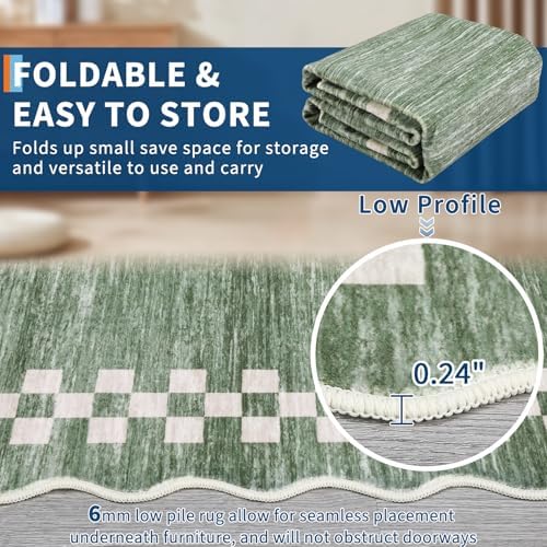 GarveeHome Scalloped Round Rug 4ft Washable Modern Solid Color Circle Rugs - Image 5