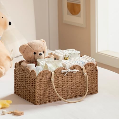 HBlife Large Baby Diaper Caddy, Paper Rope Storage Baskets Nursery Bin - Image 2