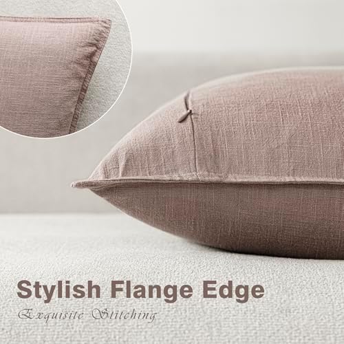 Foindtower Decorative Linen Lumbar Throw Pillow Covers 12x20 Dusty Pink - Image 3