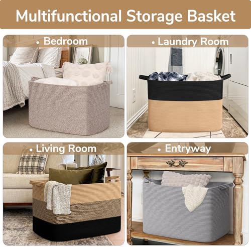 Goodpick 105L Extra Large Woven Rope Blanket Basket - Image 4