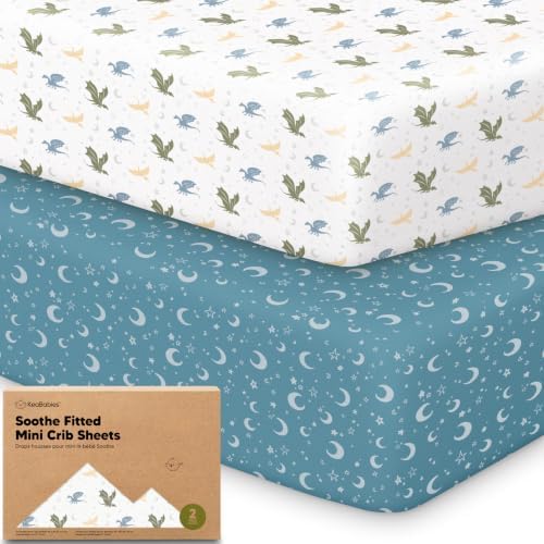 2pk Mini Crib Sheets Fitted 38x26 Pack N Play Mattress Sheet by KeaBabies