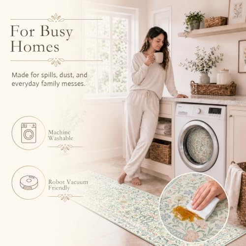 Wonnitar Floral Round Rugs 6ft, Boho Large Machine Washable Circle Rug - Image 4