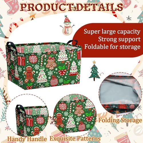 4pcs Christmas Storage Basket Fabric Laundry Baskets - Image 3