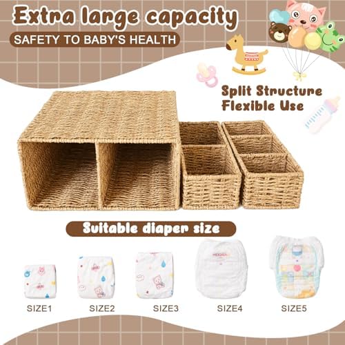 Large Wicker Diaper Caddy Changing Table Organizer - Image 3