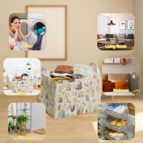 Winnie baby Stuff，Winnie Storage Nursery Basket, Large squarecanvas Laundry - Image 5