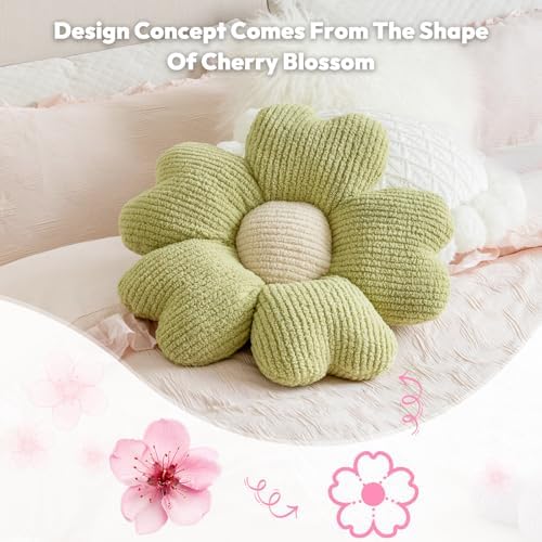 Flower Pillow, Flower Shaped Throw Pillow, 19.7" Grass Green Preppy Pillows - Image 6