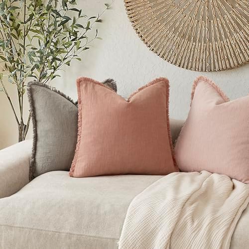 Foindtower Decorative Linen Fringe Throw Pillow Covers Cozy Boho Farmhouse - Image 5