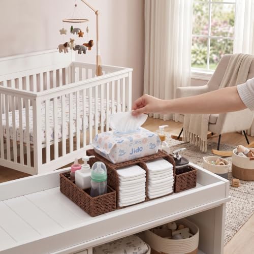 Large Wicker Diaper Caddy Changing Table Organizer - Image 4