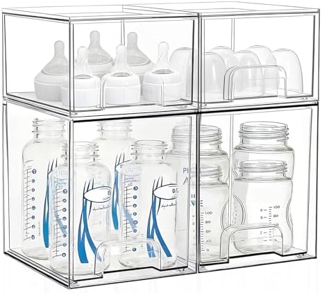 Bottle Storage Organizer Baby: Acrylic Stackable Storage Drawers by Saccik