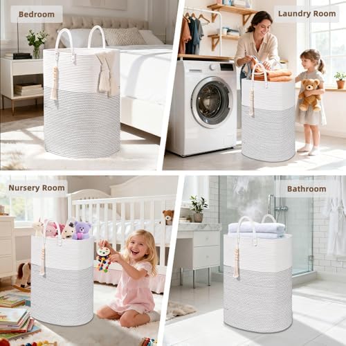 Woven Laundry Basket for Clothes, 80L Large Rectangle Laundry Hampers - Image 5