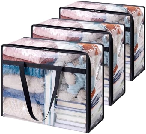 Lifewit 45L Clear Clothes Storage Bags, Plastic Foldable Blanket Storage Bag by Lifewit