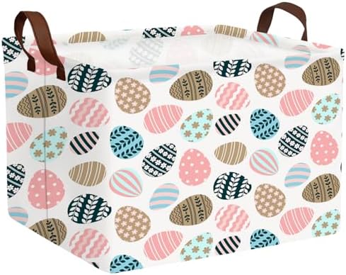 Large Cute Easter Basket for Kid Empty Gift Baby Rectangle Storage Bin Bunny by ASKETAM