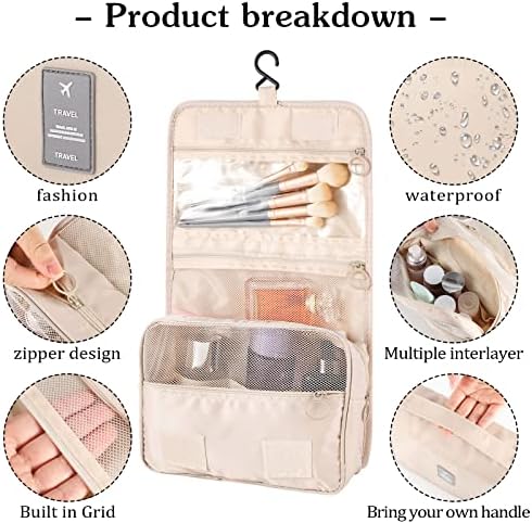 Hanging Toiletry Bag For Women, Waterproof Travel Makeup Organizer - Image 3