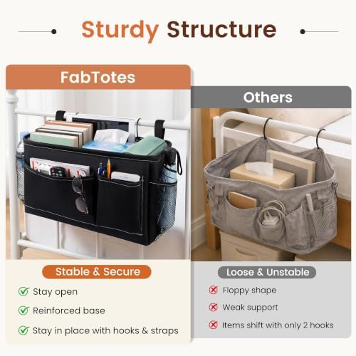 Fab totes Bedside Caddy for Dorm Bed, Bedside Storage Bag Hanging Organizer - Image 2