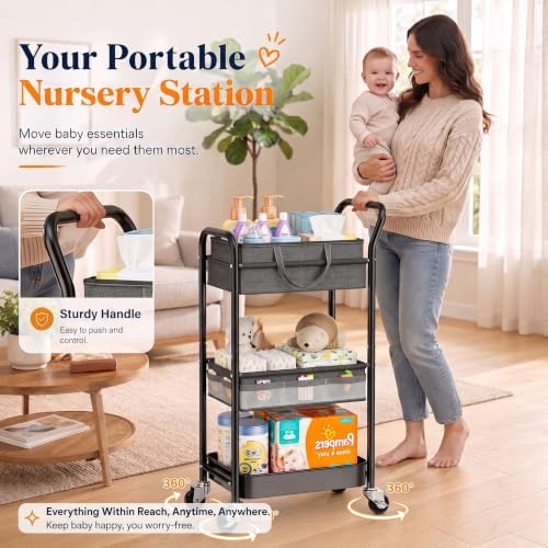 2-IN-1 Baby Diaper Caddy Cart - Image 3