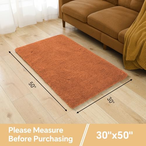 Polyester Bathroom Rug 30"x50" Burnt Orange, Large Soft Bath Mat - Image 2