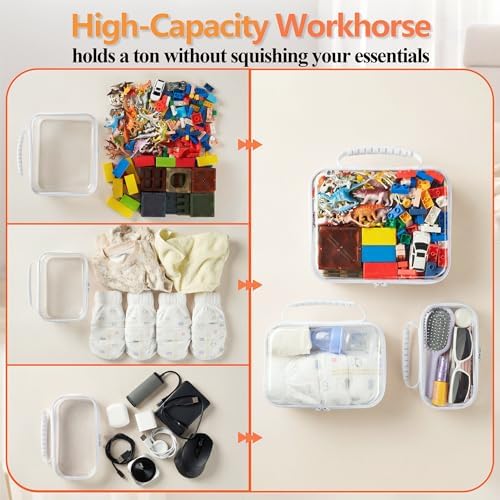 3PCS Travel Essentials for Toiletries, 1.2MM Clear Hard Shell Zipper Case - Image 4